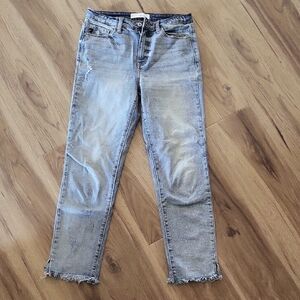 KanCan Light Wash Women's Straight Crop Jeans - Casual Everyday Style